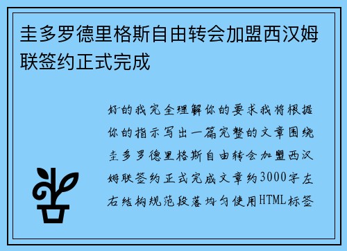 圭多罗德里格斯自由转会加盟西汉姆联签约正式完成
